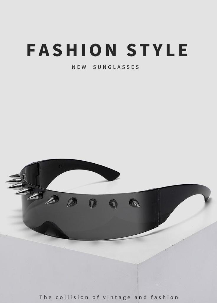 Cyberpunk Demon Sunglasses with Metal Rivets - Funny and Stylish Party Wear