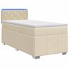 Box Spring Bed with Mattress and Headboard Cream 80 X 200 Cm Fabric