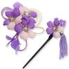Kamakura Crafts Japanese Style Hair Ornament Set Sakura Flower Hair 1 Hair 1 Kanzashi Purple [Kamakura Craft] (2 Pieces) Ornament, Clip, Hairpin,