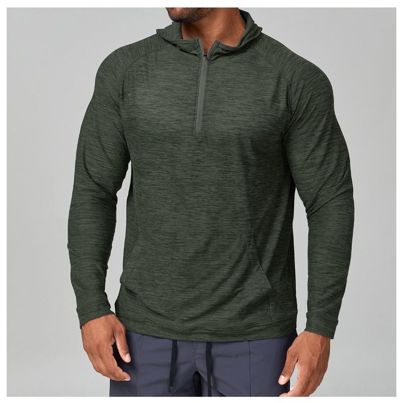 Mens Quick Dry Hooded Long Sleeve Fitness Running Outdoor Training Jacket
