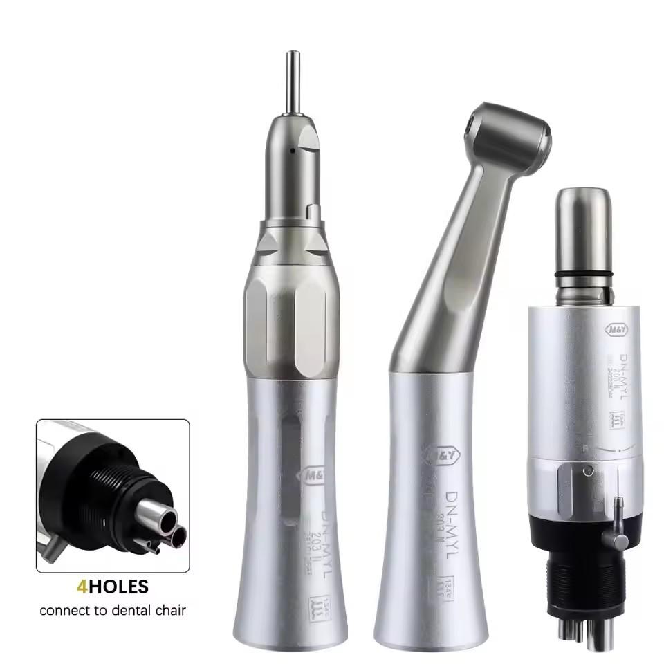 

NSK FX23 Style Dental Low Speed Handpiece Kits Teeth Polishing Contra Angle Air Motor External Water Spray 2/4H Connector E-type 4hole kits срібний