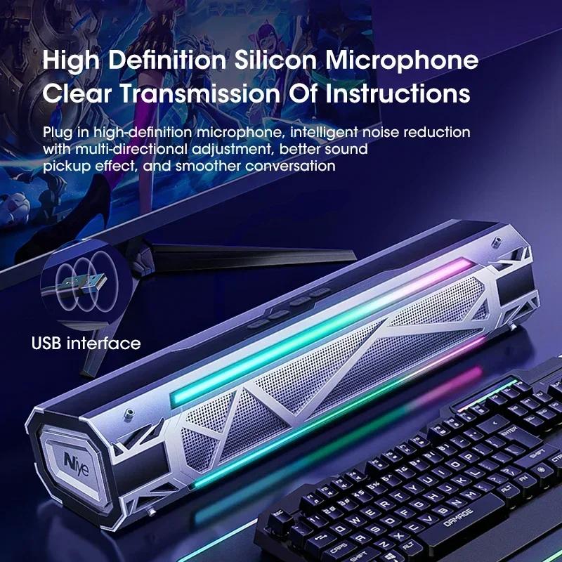 Original Niye Bluetooth Computer Speaker Usb Wired 5.3 Computer Speaker 4D 360 Degree Surround Subwoofer Home Audio RGB Lighting