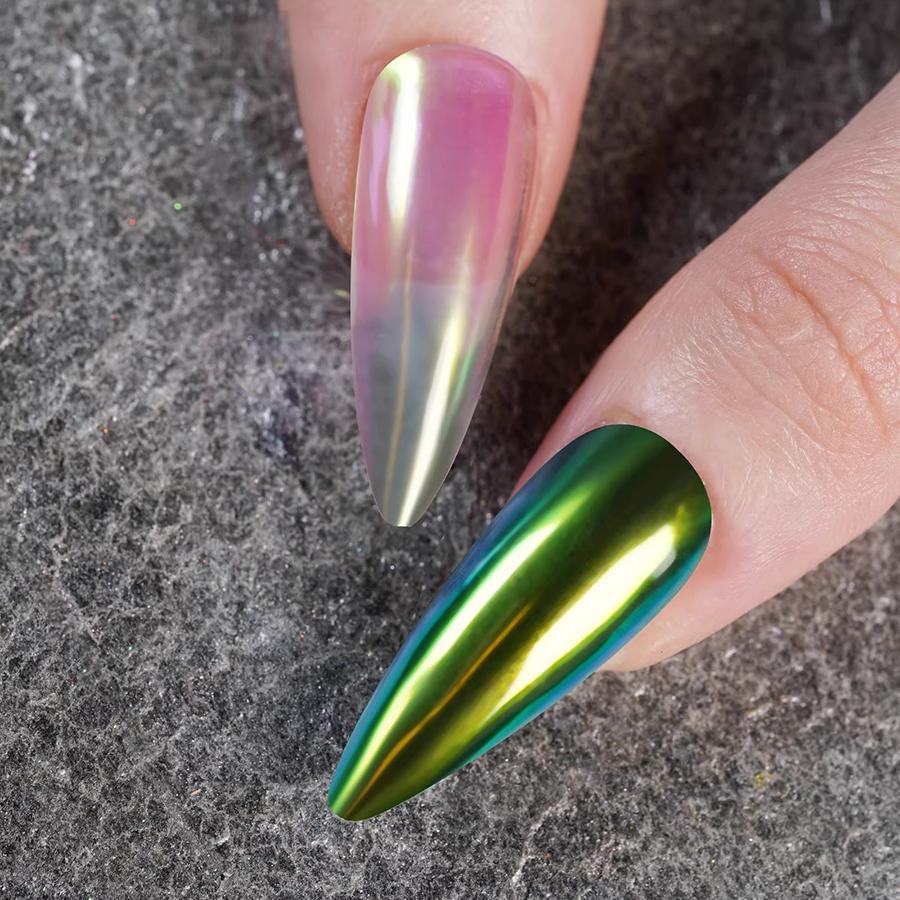 6 Grids Nail Glitter Aurora Mirror Powder Pearly Flakes Pigment, Sparkly Charm for Nail Design Manicures