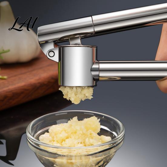 Easy Clean Garlic Press Stainless Steel Presser Effortless Extended Handle Ginger Kitchen Tool for Seasoning Prep Masher Squeeze Manual Mincer