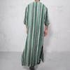 Men Traditional Robe Style Loose Striped Long Sleeve Muslim Abaya Thobe Retro Chinese Taoist Gown, Oversized Soft Casual Ethnic Daily Streetwear Men