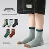 2025 Autumn/Winter Kids' Color Block Dog Socks - Cotton, Odor-Resistant, Versatile Sports Socks for Boys