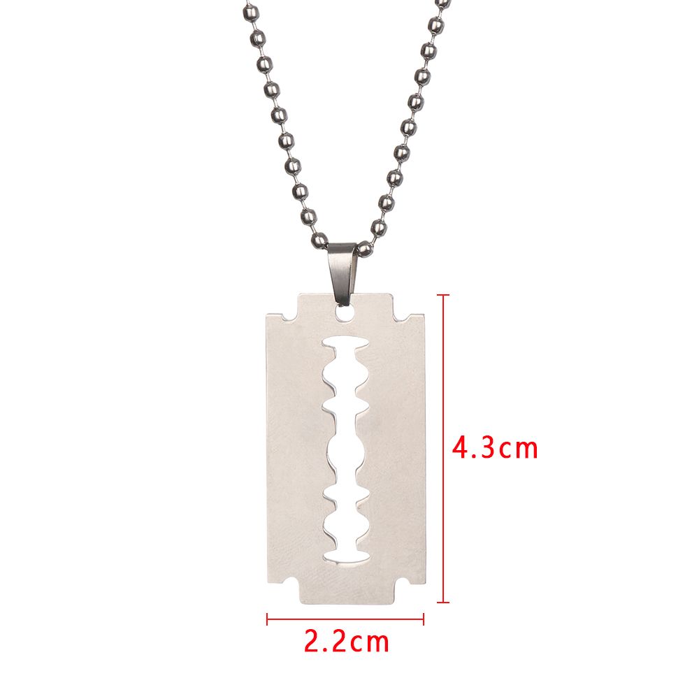 Punk Hip Hop Street Pendant Dogtag Stainless Steel Razor Blade Shaped