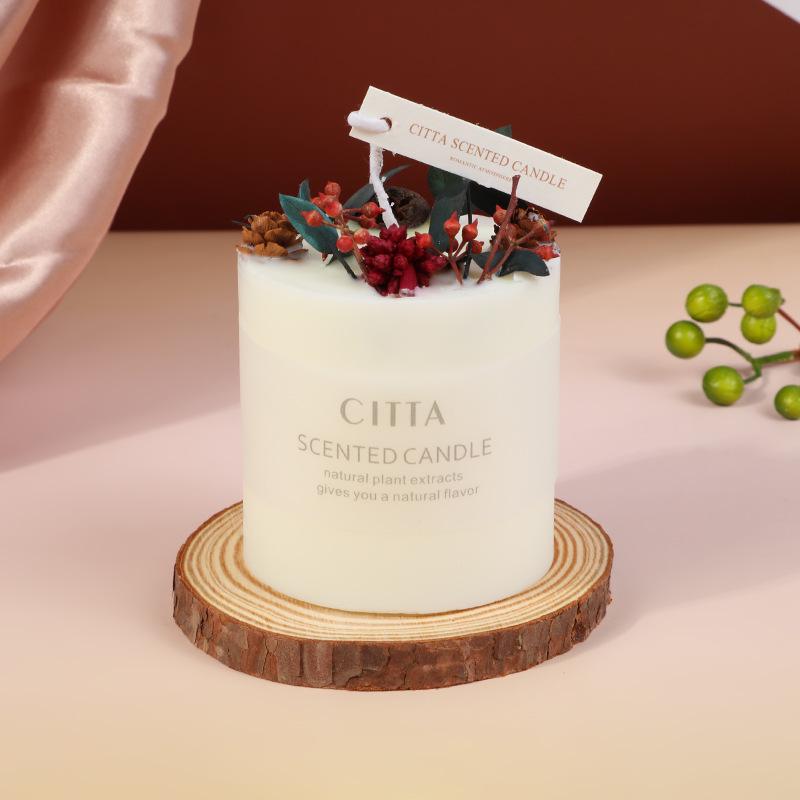 

Mori Dried Flower Scented Candle Gift Set with Wooden Coaster & Glass Cover - Perfect for Valentine s & Women s Day Home Décor.