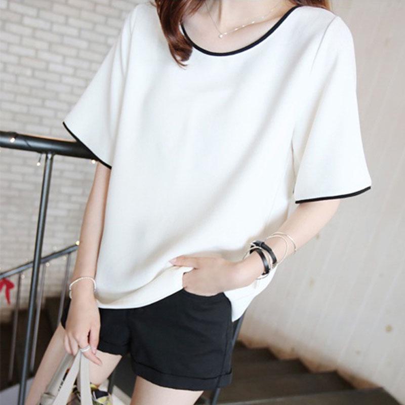 2024 Women's Korean Solid Color Plus Size Short Sleeve T-Shirt