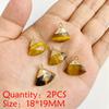 2PCS Natural Yellow Tiger Eye Stone Pendant Heart Star Drop Shape Symbolizing bravery and wealth protection Amulet Healing Charm