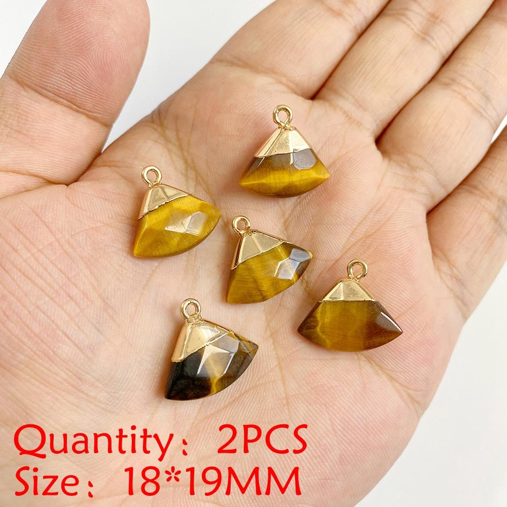 2PCS Natural Yellow Tiger Eye Stone Pendant Heart Star Drop Shape Symbolizing bravery and wealth protection Amulet Healing Charm