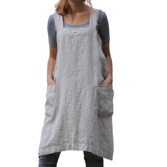 Cooking Apron Solid Color Crisscross Back with Pockets Fine Workmanship Garden Apron Baking Accessories