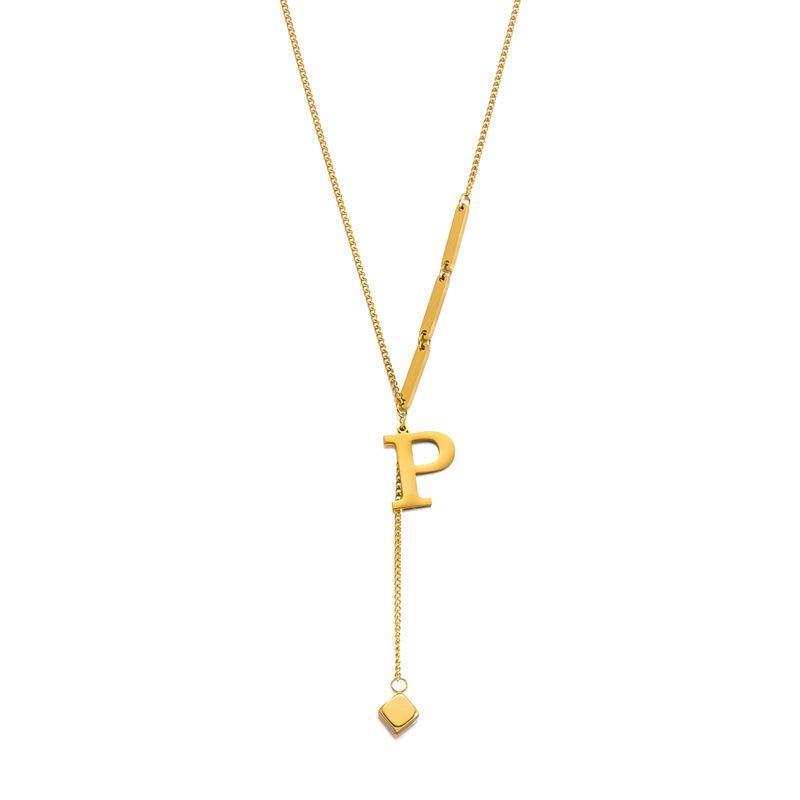 Stainless Steel Letter Necklace with Long Tassel Pendant for Women