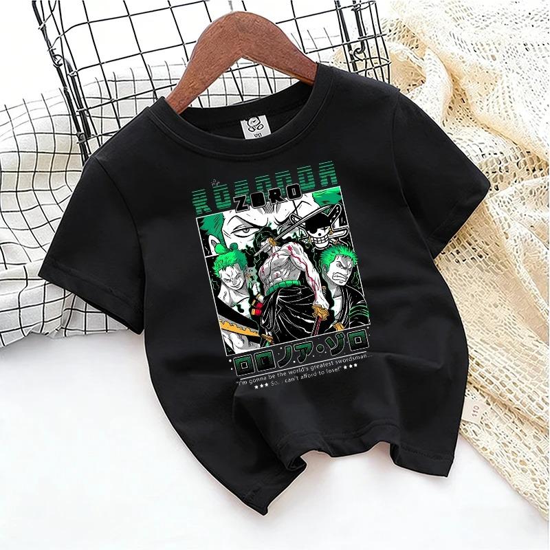 One Piece Kinder T-Shirt Anime Zoro- Cartoon Niedlicher Druck Baumwolle Junge Kleinkind T-Shirts Streetwear Lässig Kurzarm Kinderkleidung Oberteile