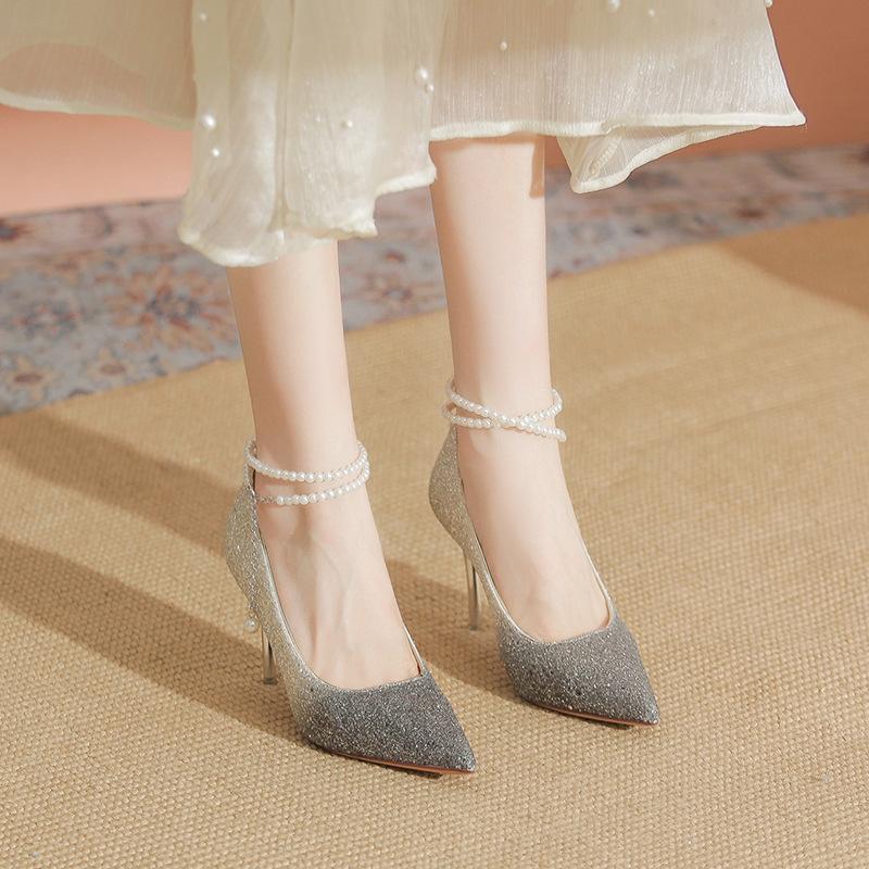 

Постепенные изменения хрустальные высокие каблуки женские новые туфли на шпильке свадебные туфли высокого чувства обувь для подружек невесты женские 39