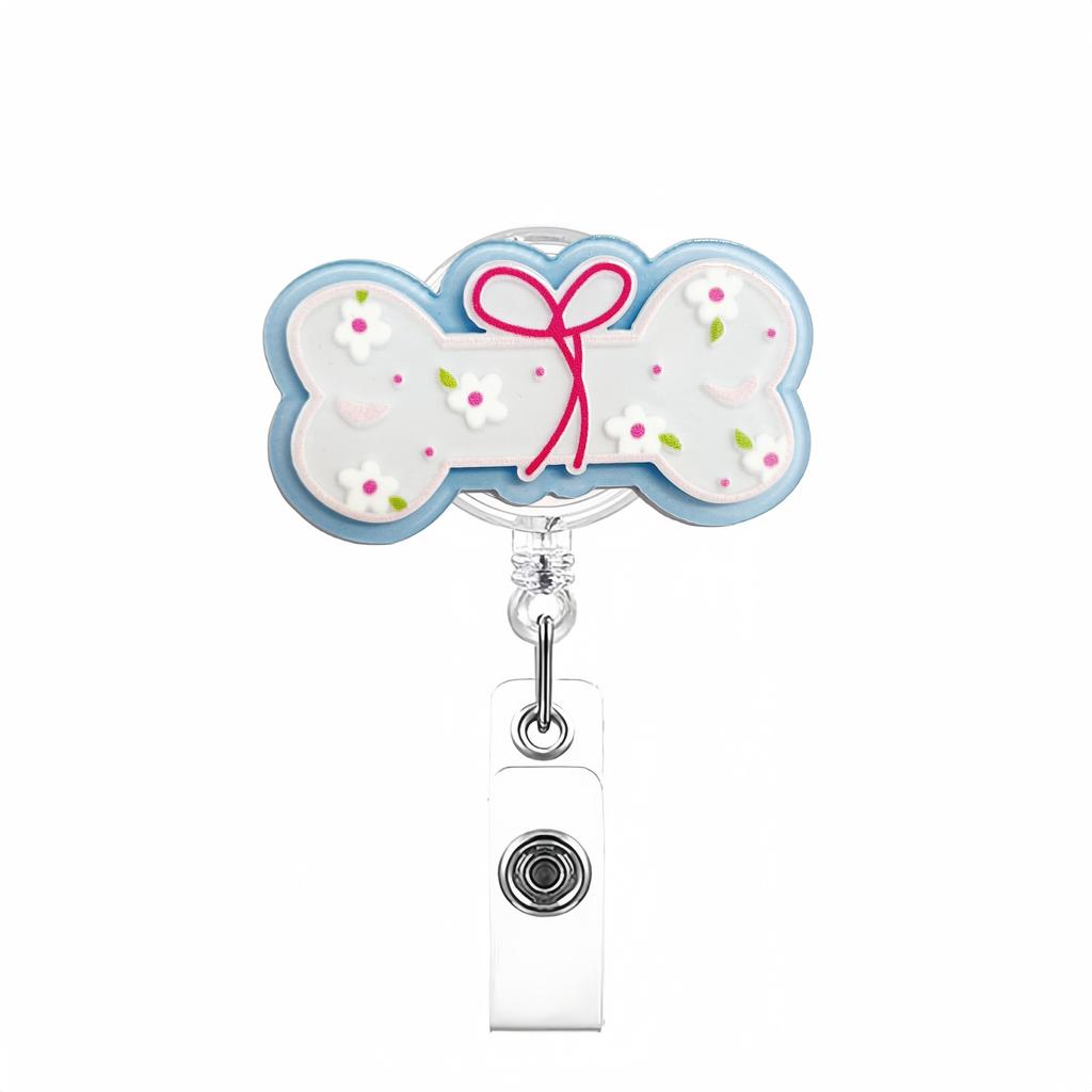 Acrylic Apple Dog Nurse Doctor Hospital Badge Reel Retractable ID Badge Holder With 360 Rotating Alligator Clip Name Holder