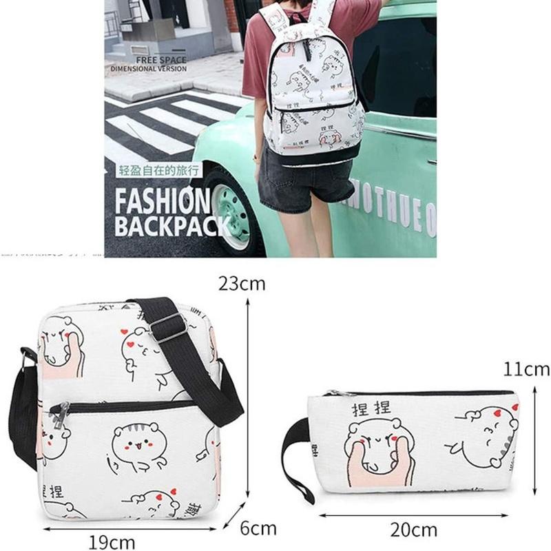 Asge Women's Fashion School Bag Kawaii Printing Backpack Girls Casual Waterproof Backpack School Teenager Daypack