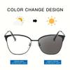 1pcs Latest high-end hollow frame simple men and women's same fashionable design color change anti-blue light glasses