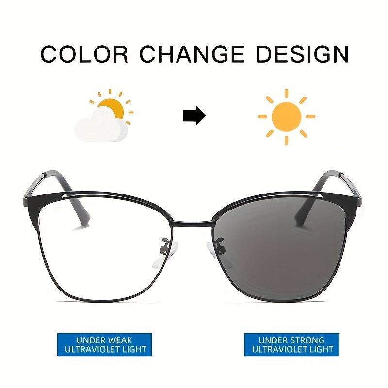 1pcs Latest high-end hollow frame simple men and women's same fashionable design color change anti-blue light glasses