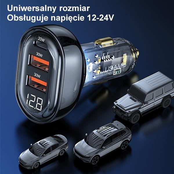 USAMS Land. Alone. 2Xusb+1Xusb-C 80Wfast Charge Black/Czarny Cc159Cc01 (Us-Cc159)