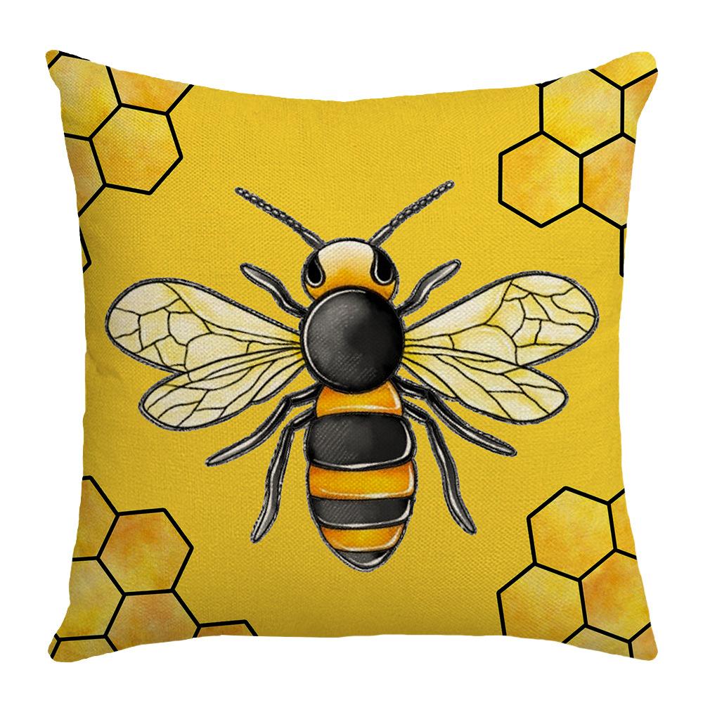 Bee Day Pillow Cartoon Spring and Summer Sofa Pillow Living Room Decoration Sunflower New Printed Pillow Cover