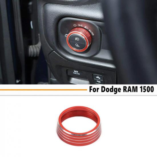 For Dodge Ram 1500 -2025 Red Aluminum Headlight Switch Knob Cover Trim Ring
