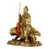 Brass statue of Zhang Tianshi riding a tiger, Zhang Daoling statue holding a sword from Longhushan, decorative craft item