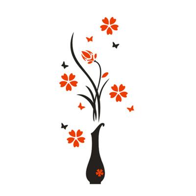 3D Pflaumenblüten-Vase Wandaufkleber Wohnzimmer TV-Hintergrund