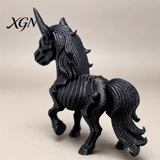 Dark Fantasy Wohnkultur 3D Gedrucktes Pferde Skelett Ornament, Hörner Knochen Statue, Kreatives Gruseliges Innenraum Ornament PLA Handwerk für Halloween Und Spuk
