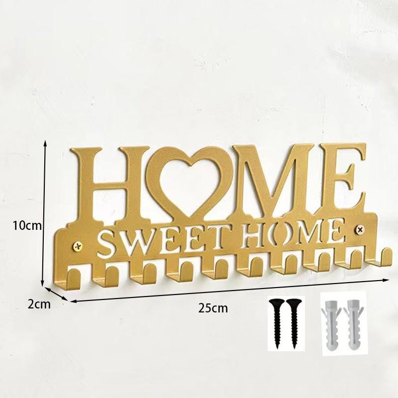 Home Key Holder Wall Mount Iron Geometric Decor For Office Organization