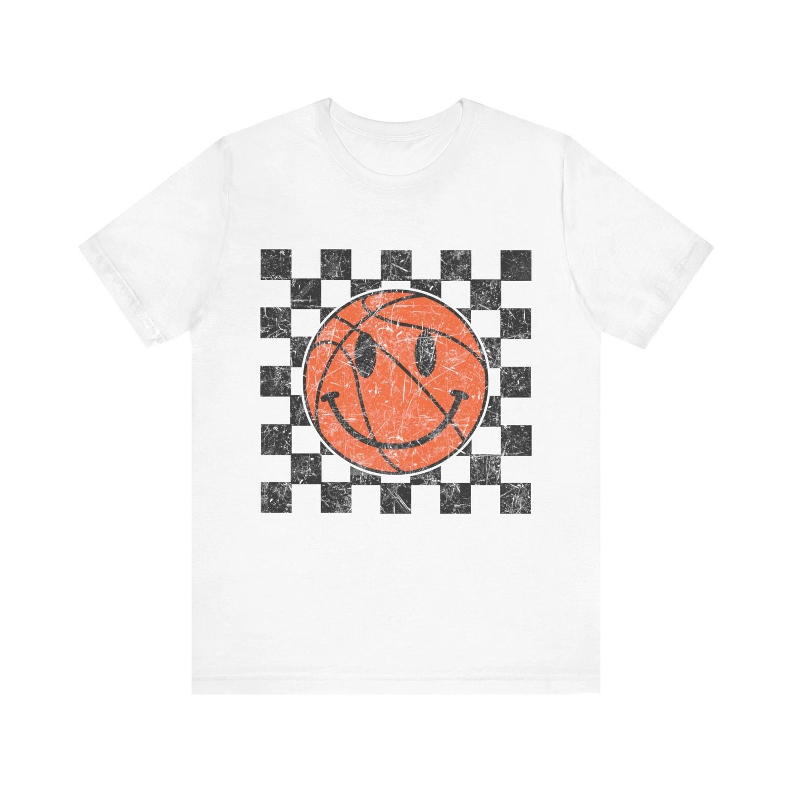 Баскетбольный дизайн  Счастливое лицо  Модный дизайн  Улыбающееся лицо  для любителей баскетбола Футболка 4XL