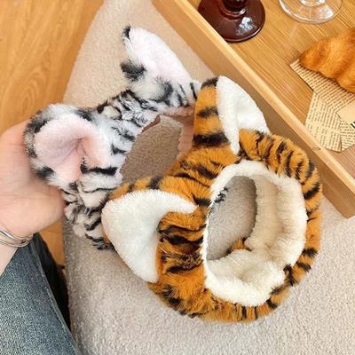 1 Stück entzückendes Tiger Waschgesichts-Stirnband Cartoon Verkauf niedliches Tier Kopfschmuck Waschen Make-up Plüsch Tigerohr Haarband