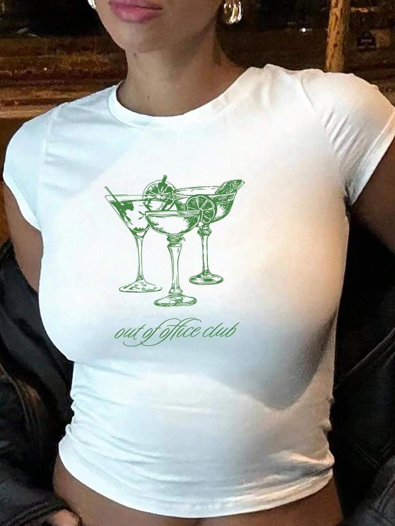 European and American style women's clothing new INS personalized street letter printing short navel short-sleeved T-shirt top