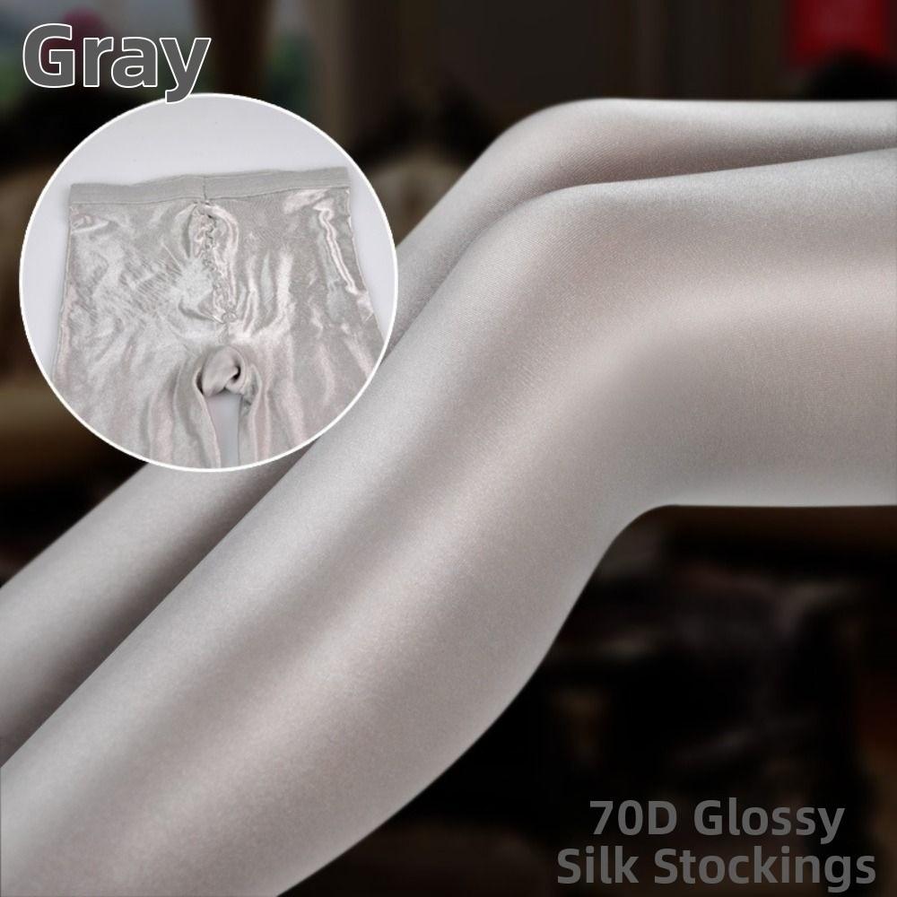 Tummy Control Oil Satin Tights 70D Reflective Satin Stockings Yoga