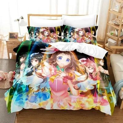 Jauns Beyond the Boundary gultas veļas komplekts Karikatūra Anime trīsdaļīgs komplekts Pieaugušajiem bērniem Guļamistabas segas komplekti 3D Kawaii Girl Mājas tekstils