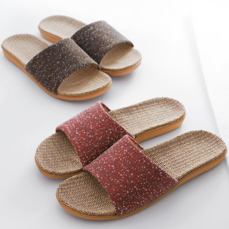 Uerkang new home cool slippers, home indoor non-slip linen slippers men's and women's slippers direct sales