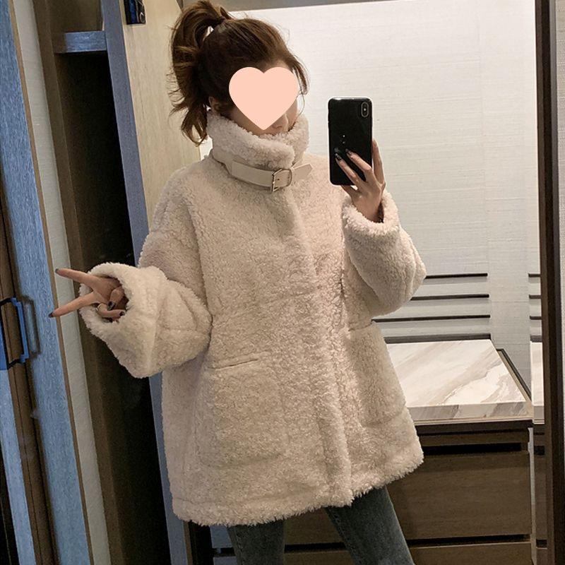 Women's Korean Style Plush Velvet Jacket - Lamb Wool, Loose Fit, Suitable for Spring, Autumn, and Winter.