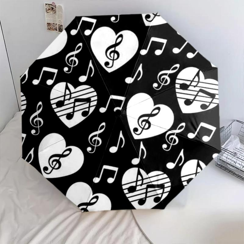 1PC Musical notes Umbrella Portable Folding Umbrella Iron Frame Hole Bone Structure Outdoor Home Umbrella A1