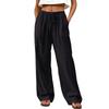 Women’s Summer Loose Fit Straight Leg Long Pants with Elastic Waistband Drawstring and Relaxed Draped Trousers for Casual Wear