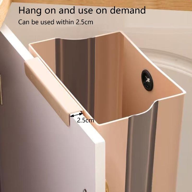Wall-Hanging Folding Trash Container with Plastic Body for Kitchen Cleanup, Laundry Rooms, Dorms, and Office Use