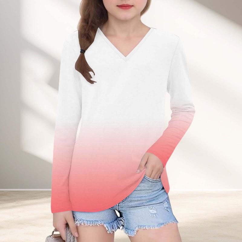 Womens V-Neck Long Sleeve Loose Fit T-Shirt With Polka Dot Print Casual Oversized Top Daily Wear