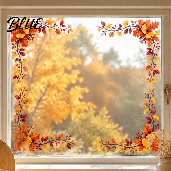 Maple Leaf Window Stickers Harvest Festival Static Glass Sticker Autumn Clings with Leaves Sunflowers And Reusable Seasonal Decor Berries Prints PVC