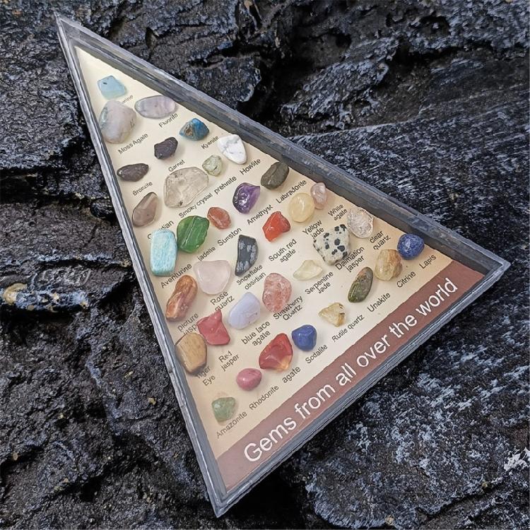 Miniatur Natürliche Kristallachat Edelsteine 36 Arten Kompakte Vitrine Enthalten Geeignet für Bildungszwecke