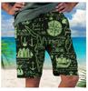 Men's beach shorts, elastic rope design, flag print, comfortable and soft shirt, summer