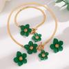 Floral Alloy Jewelry Set Women Necklace Earring Anklet With Painted Flower Pendant KC Gold Plated 2025