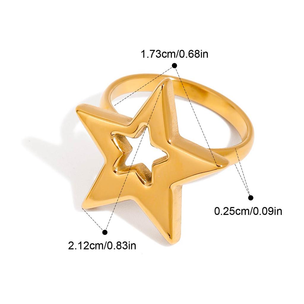  Stainless Steel Star Rings Set Hypoallergenic Spiral Minimalist Jewelry Mirror Polish Wedding Party Daily