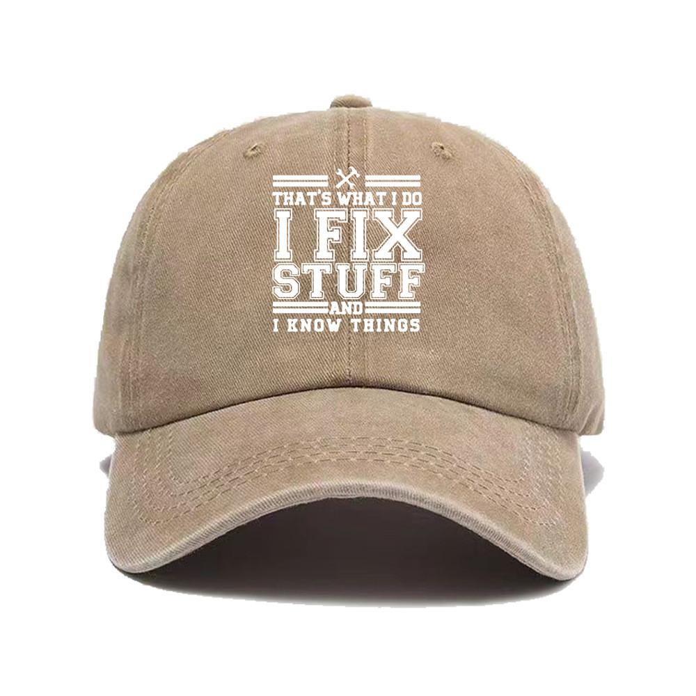Fix Stuff Cotton Baseball Cap With Embroidered Print For Summer Outdoor Sunshade