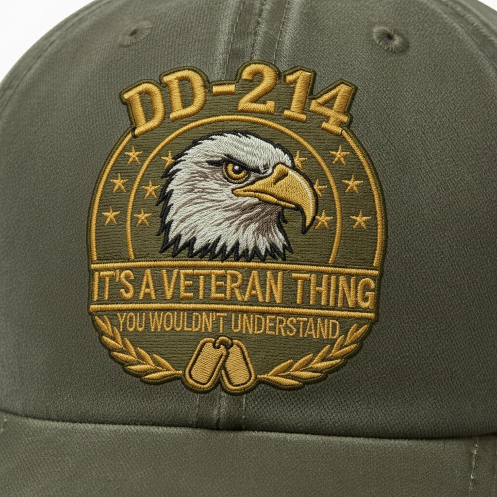Veteran Dd214 Embroidered Baseball Cap For Men, Military Inspired Hat, Adjustable Cotton Dad Hat, Veteran Gift For Men