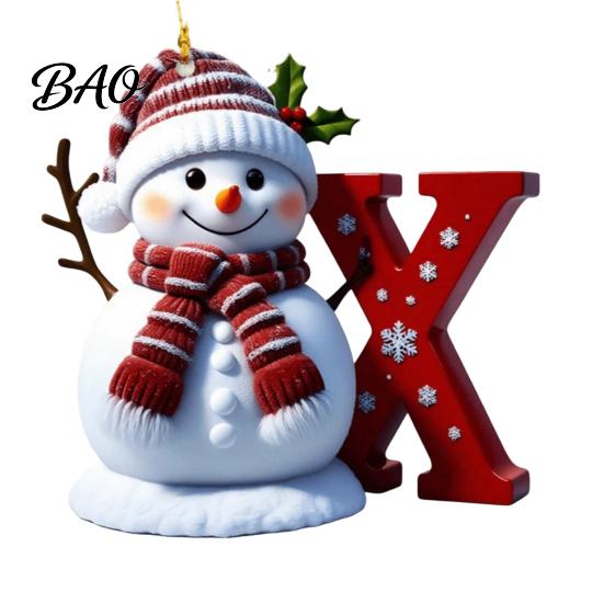Acrylic Holiday Keepsake Gifts 2D Snowman Christmas Ornaments, Personalized Letter Ornaments for Tree, Unique Souvenirs Initial Ornament, Ornament DIY