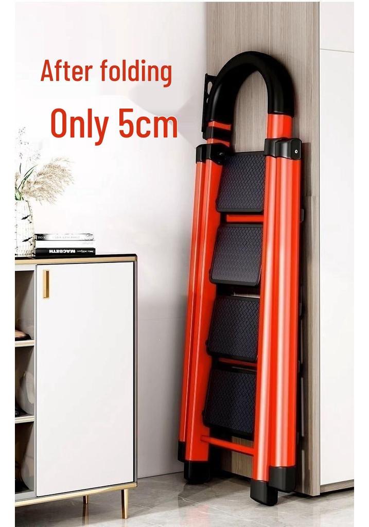 Folding Carbon Steel A-Frame Telescopic Step Ladder - Multifunctional Indoor Use